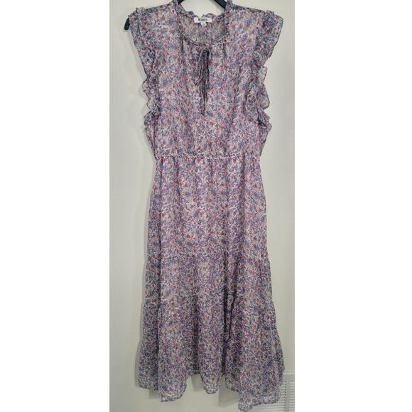 BB Dakota by Steve Madden Dress Womens Large Floral Chiffon Sleeveless Midi Boho - Picture 1 of 10